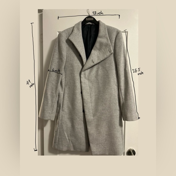 Zara LANIFICIO CANCIOLI Fine Italian Wool Blend Gray Long Coat Jacket - Picture 2 of 5
